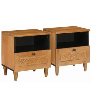 vidaXL Table de chevet avec tiroir 2 pcs Marron clair 40 x 33 x 46 cm pas cher