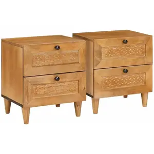 vidaXL Table de chevet avec tiroir 2 pcs Marron clair 40 x 33 x 46 cm pas cher