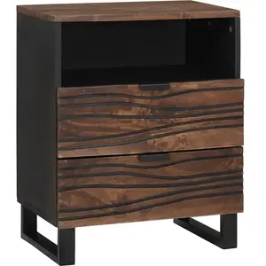 vidaXL Vidaxl Table De Chevet 50x33x60 Cm En Bois Massif De Noyer Et Bois Technique pas cher