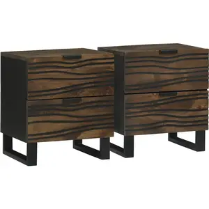 vidaXL Cabinet de chevet avec tiroir 2 pcs Noyer 40 x 33 x 46 cm pas cher