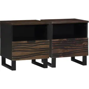 vidaXL Vidaxl Tables De Chevet 2 Pièces 40x33x46 Cm En Bois Massif De Noyer pas cher