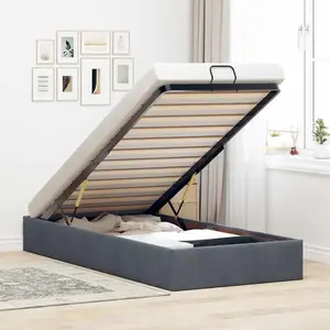 vidaXL Cadre de lit ottoman sans matelas gris foncé 90x190 cm velours pas cher