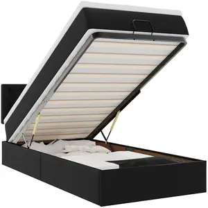 Cadre de lit ottoman avec matelas noir 90x200 cm similicuir Vidaxl pas cher