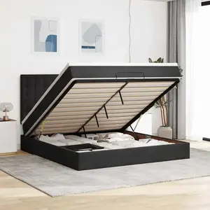 vidaXL Cadre de lit ottoman avec matelas noir 180x200cm velours pas cher