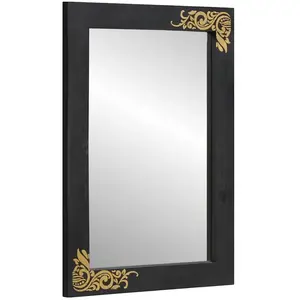 vidaXL Miroir de salle de bain Noir et argent 70 x 50 x 2,5 cm pas cher