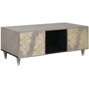 vidaXL Table basse Gris 100 x 54 x 40 cm bois de manguier massif pas cher