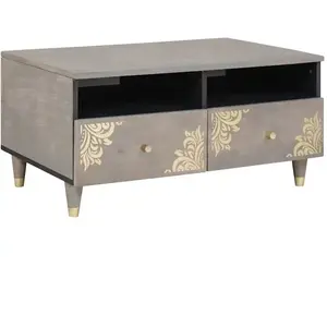 vidaXL Table basse Gris 80 x 54 x 40 cm bois de manguier massif pas cher
