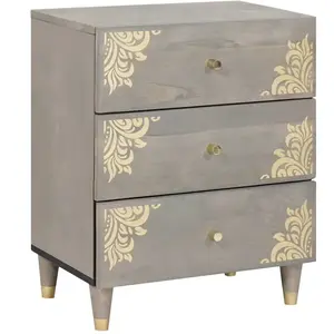 vidaXL Cabinet de chevet Gris 50 x 33 x 62 cm bois de manguier massif pas cher