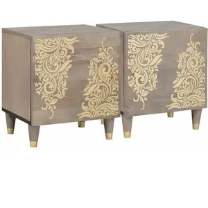 vidaXL Cabinet de chevet 2 pcs Gris 40 x 33 x 46 cm pas cher