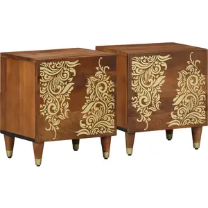 vidaXL Tables De Chevet Vidaxl Marron Miel Bois Massif Moyen pas cher