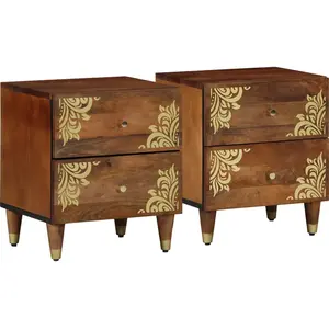 vidaXL Vidaxl Vasque De Chevet 2 Pcs 40x33,5x46 Cm En Bois De Manguier pas cher