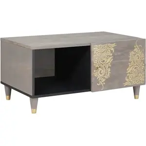 vidaXL Table basse Gris 80 x 50 x 40 cm bois de manguier massif pas cher