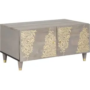 vidaXL Table basse Gris 80 x 50 x 40 cm bois de manguier massif pas cher