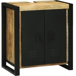 vidaXL Meuble sous évier Marron 55 x 35 x 60 cm Bois de mangue massif pas cher