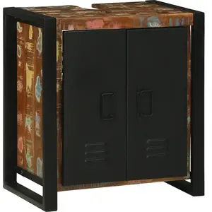 vidaXL Vidaxl Cabinet Sous Évier 55x35x60 Cm Bois Massif Récupéré pas cher