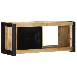 vidaXL Meuble TV 80x30x35 cm bois massif de manguier brut pas cher