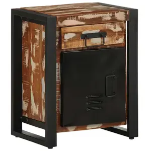 vidaXL Table de chevet multicolore 40x30x50 cm bois de récupération pas cher