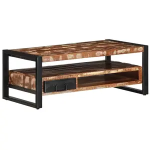 vidaXL Table basse multicolore 90x50x36 cm bois de récupération massif pas cher