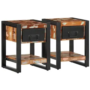 Comparateur de prix : vidaXL Tables de chevet 2 pcs multicolore bois massif de manguier brut