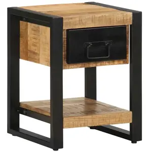 vidaXL Table de chevet 35x34x45 cm bois de manguier massif brut pas cher