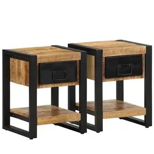 Comparateur de prix : vidaXL Tables de chevet 2 pcs bois de manguier massif brut