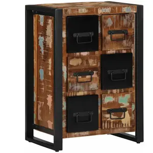 vidaXL Buffet 50x35x70 cm bois massif de récupération pas cher
