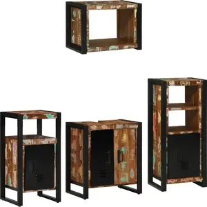 vidaXL Ensemble de mobilier de salle de bain 4 pcs Bois Recyclé Solide pas cher