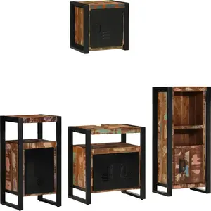 vidaXL Ensemble de mobilier de salle de bain 4 pcs Bois Recyclé Solide pas cher