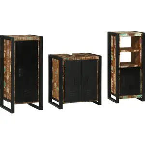 vidaXL Ensemble de mobilier de salle de bain 3 pcs Bois Recyclé Solide pas cher