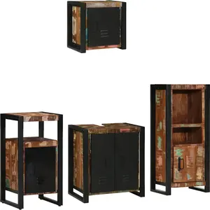 vidaXL Ensemble de mobilier de salle de bain 4 pcs Bois Recyclé Solide pas cher