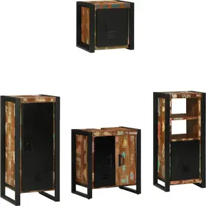 vidaXL Ensemble de mobilier de salle de bain 4 pcs Bois Recyclé Solide pas cher