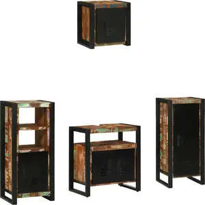 Comparateur de prix : vidaXL Ensemble de mobilier de salle de bain avec étagère avec stockage avec porte 4 pcs