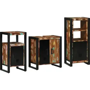 vidaXL Ensemble de mobilier de salle de bain 3 pcs Bois Recyclé Solide pas cher