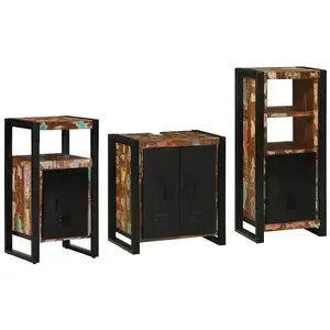 vidaXL Ensemble de mobilier de salle de bain 3 pcs Bois Recyclé Solide pas cher