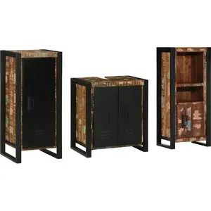 vidaXL Ensemble de mobilier de salle de bain 3 pcs Bois Recyclé Solide pas cher