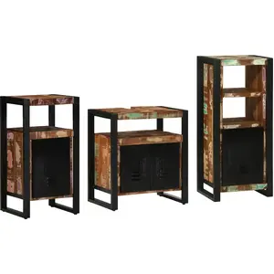 vidaXL Ensemble de mobilier de salle de bain 3 pcs Bois Recyclé Solide pas cher