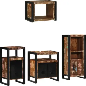 vidaXL Ensemble de mobilier de salle de bain 4 pcs Bois Recyclé Solide pas cher