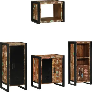 vidaXL Ensemble de mobilier de salle de bain 4 pcs Bois Recyclé Solide pas cher