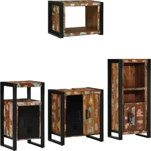 vidaXL Ensemble de mobilier de salle de bain 4 pcs Bois Recyclé Solide pas cher