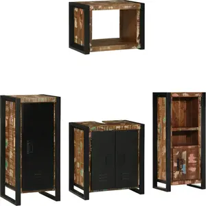 vidaXL Ensemble de mobilier de salle de bain 4 pcs Bois Recyclé Solide pas cher