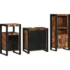 vidaXL Ensemble de mobilier de salle de bain 3 pcs Bois Recyclé Solide pas cher