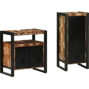 Comparateur de prix : vidaXL Ensemble de mobilier de salle de bain avec étagère avec stockage avec porte 2 pcs