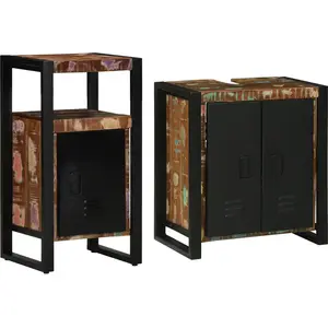 vidaXL Ensemble de mobilier de salle de bain 2 pcs Bois Recyclé Solide pas cher