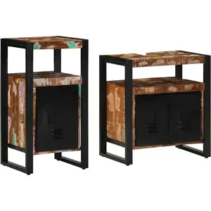 vidaXL Ensemble de mobilier de salle de bain avec stockage 2 pcs pas cher