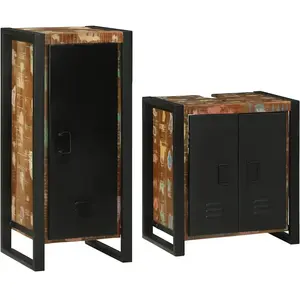 vidaXL Ensemble de mobilier de salle de bain avec stockage 2 pcs pas cher