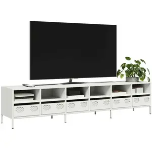 vidaXL Meuble TV blanc 202x39x43,5 cm acier laminé à froid pas cher