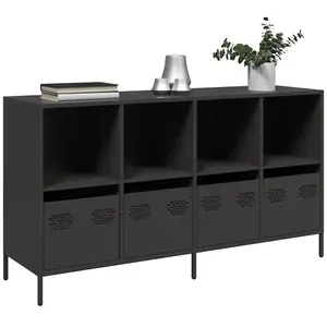 vidaXL Buffet noir 135x39x73,5 cm acier laminé à froid pas cher