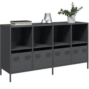 vidaXL Buffet anthracite 135x39x73,5 cm acier laminé à froid pas cher