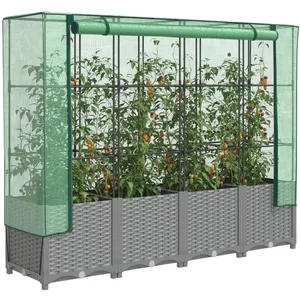 vidaXL Jardinière surélevée avec housse aspect rotin 160x40x138 cm pas cher