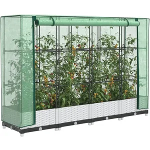 vidaXL Jardinière surélevée avec housse aspect rotin 160x40x123 cm pas cher